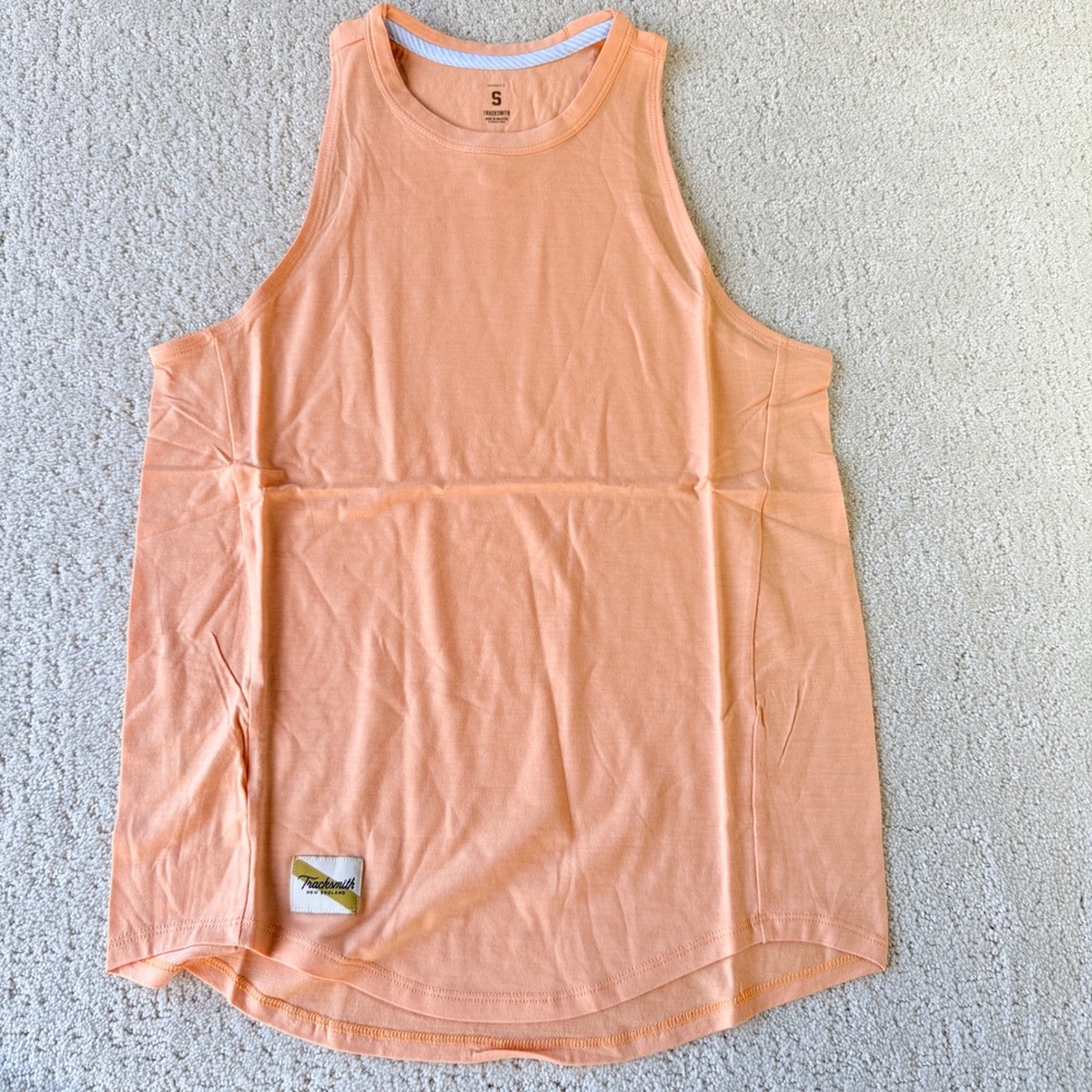 New Tracksmith Session Running Tank Top Womens S Peach Merino Wool Blend WT6023